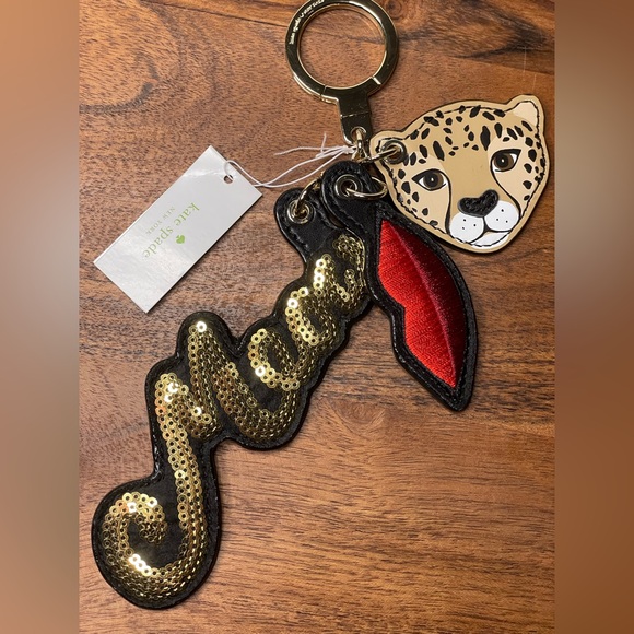 kate spade Handbags - KATE SPADE Bag Charm Sequin Big Kitty Lips MEOW 🐾
